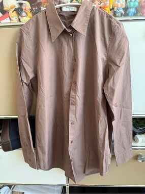 Aritzia Babaton Women's Long-Sleeve Button-Down Shirt — Brown